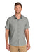 Port Authority W963 Mens UV Dockside Moisture Wicking Short Sleeve Button Down Shirt w/ Pocket Gusty Grey Model Front