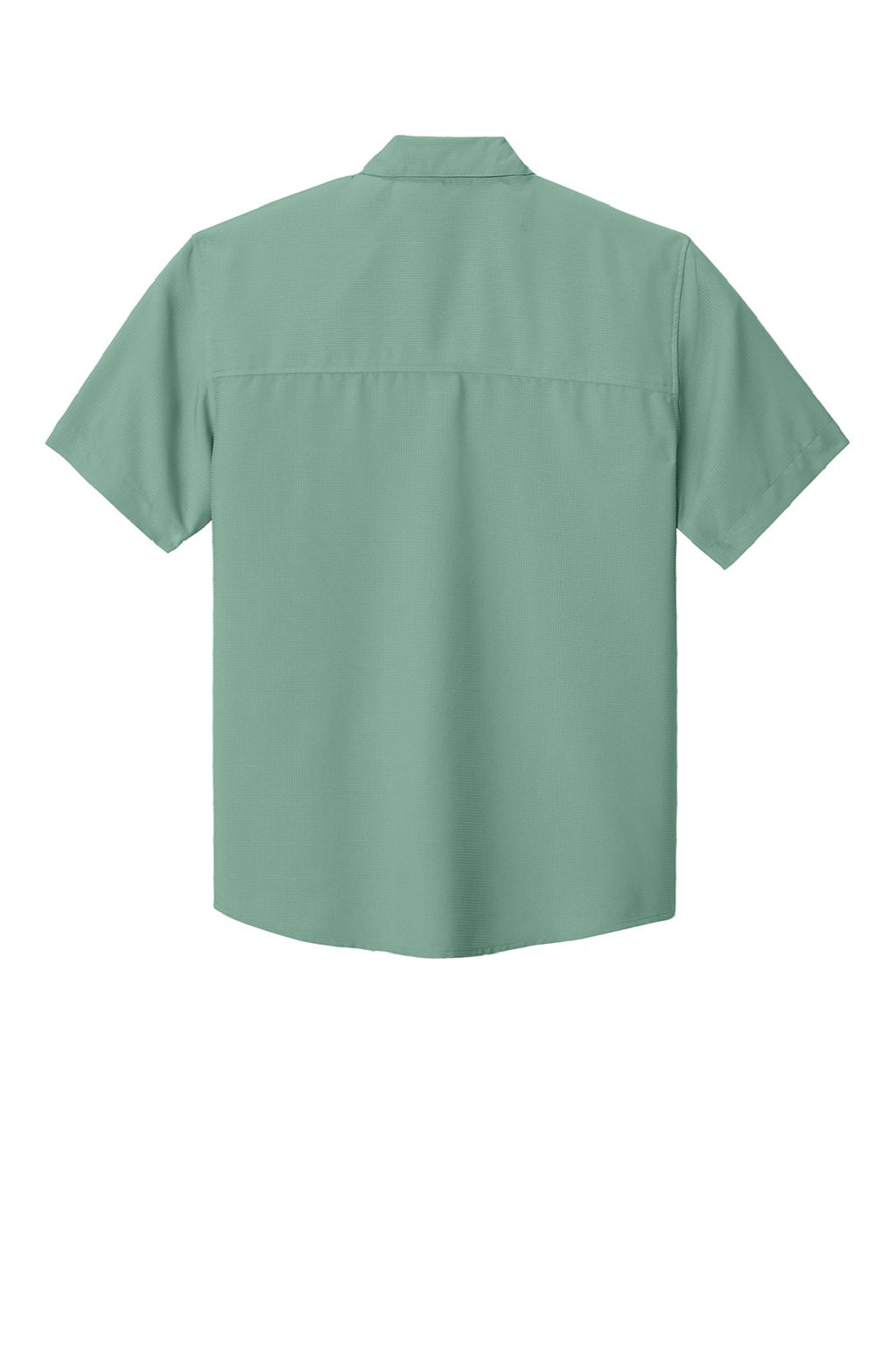 Port Authority W963 Mens UV Dockside Moisture Wicking Short Sleeve Button Down Shirt w/ Pocket Sage Green Flat Back