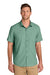 Port Authority W963 Mens UV Dockside Moisture Wicking Short Sleeve Button Down Shirt w/ Pocket Sage Green Model Front