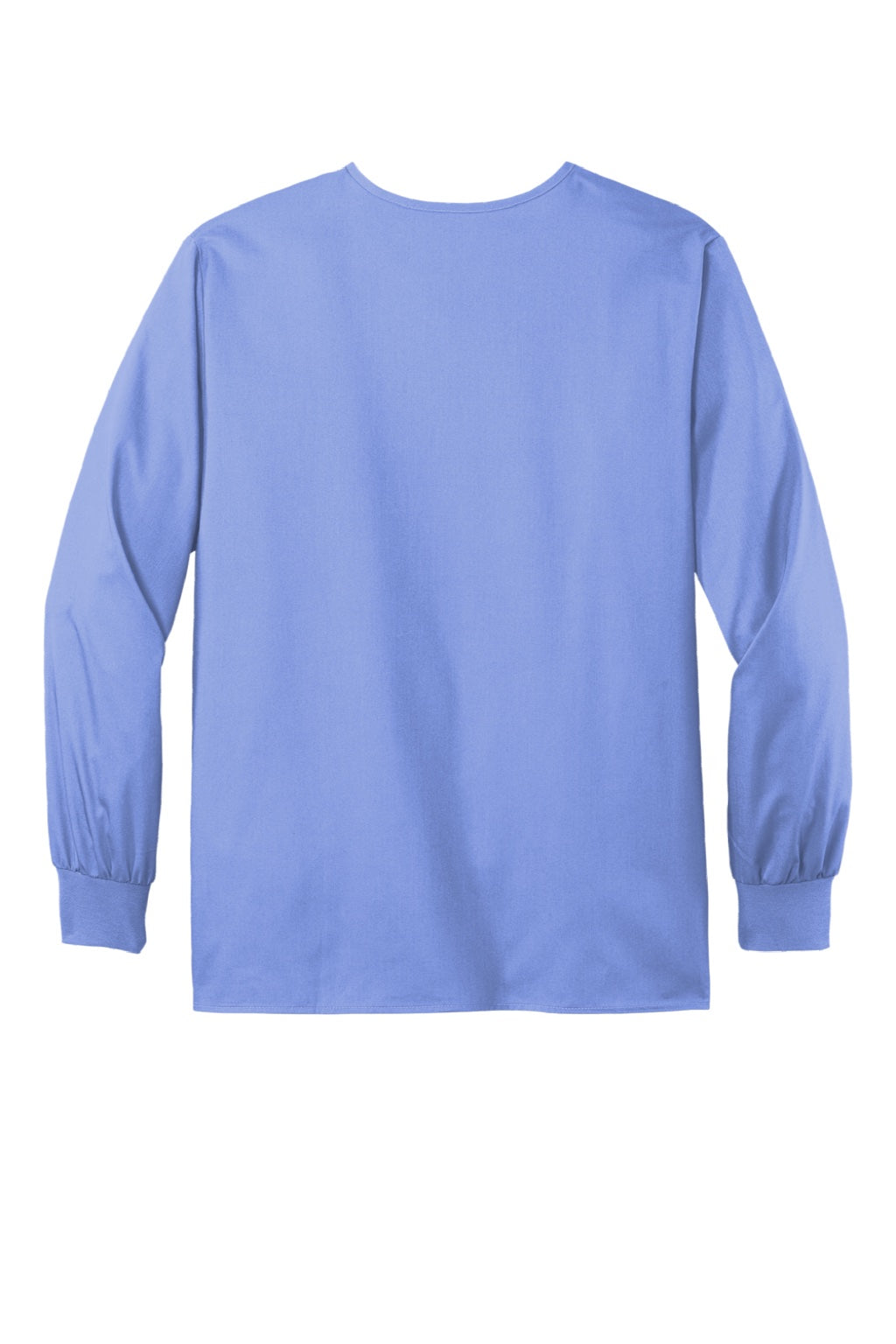 Wonderwink WW3080 Unisex WorkFlex Snap Front Scrub Jacket w/ Pockets Ceil Blue Flat Back