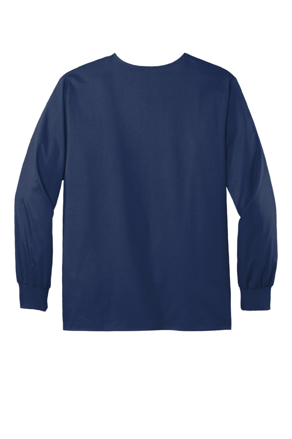 Wonderwink WW3080 Unisex WorkFlex Snap Front Scrub Jacket w/ Pockets Navy Blue Flat Back