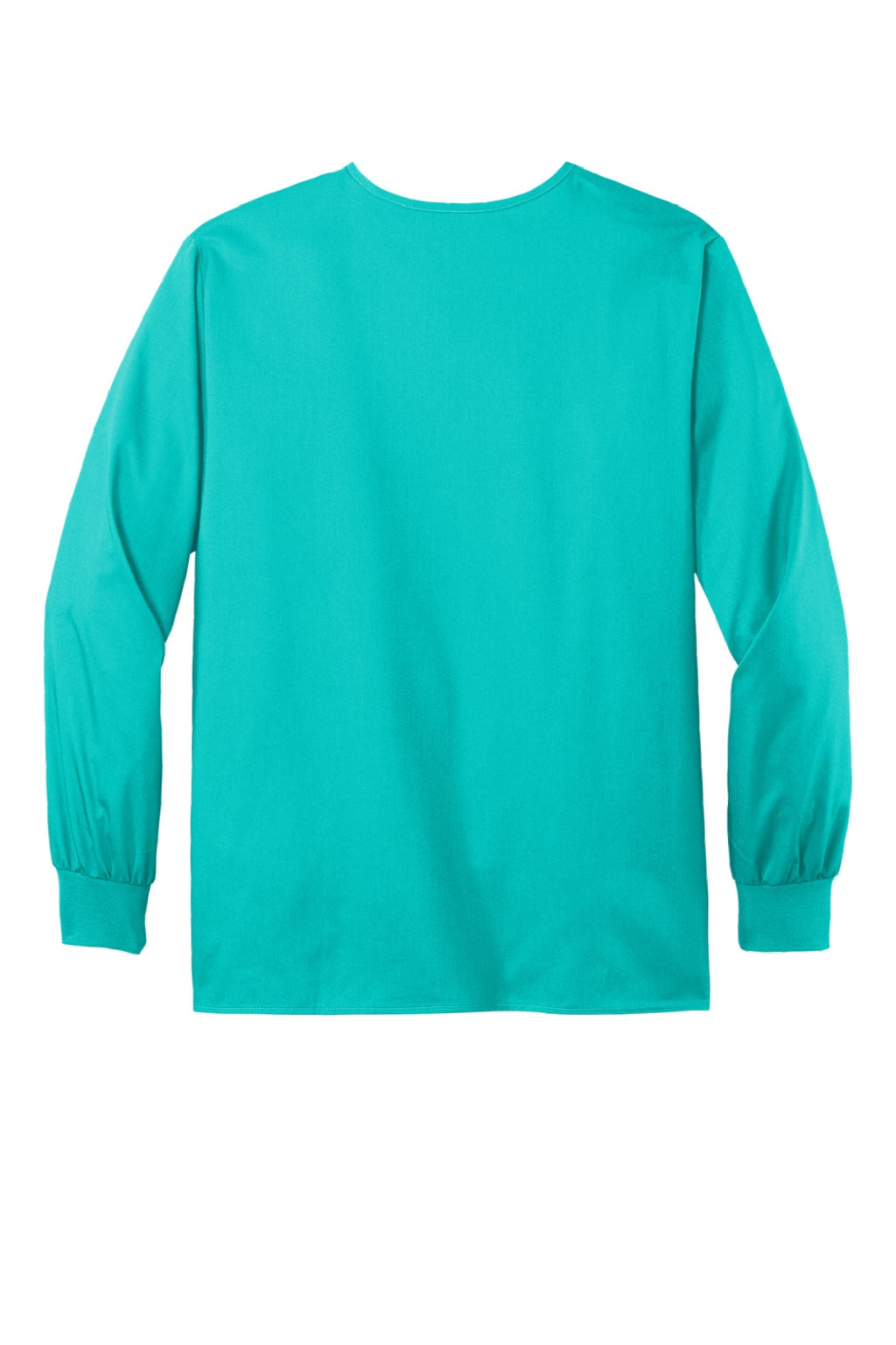Wonderwink WW3080 Unisex WorkFlex Snap Front Scrub Jacket w/ Pockets Teal Blue Flat Back