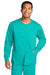 Wonderwink WW3080 Unisex WorkFlex Snap Front Scrub Jacket w/ Pockets Teal Blue Model Front