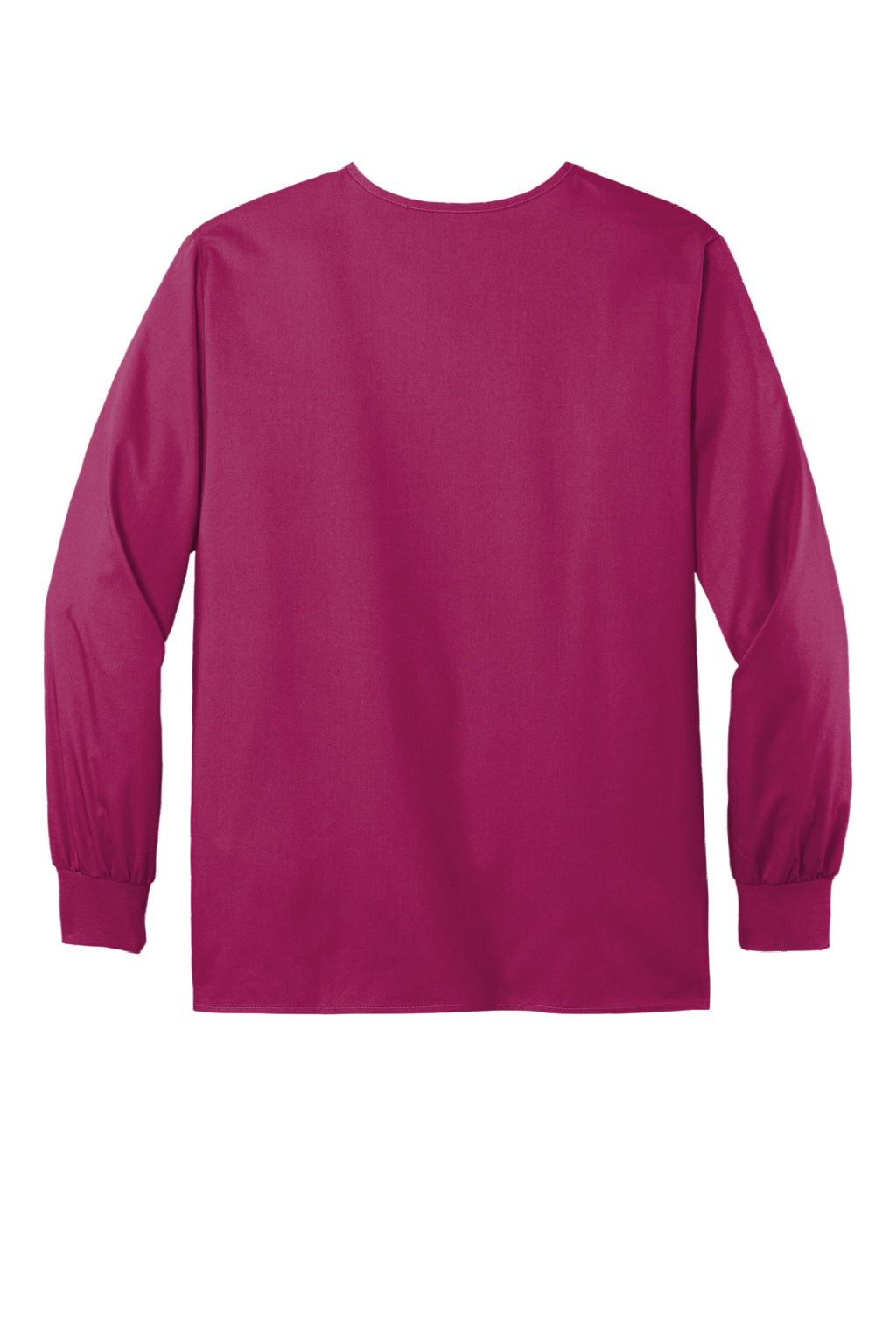 Wonderwink WW3080 Unisex WorkFlex Snap Front Scrub Jacket w/ Pockets Wine Flat Back