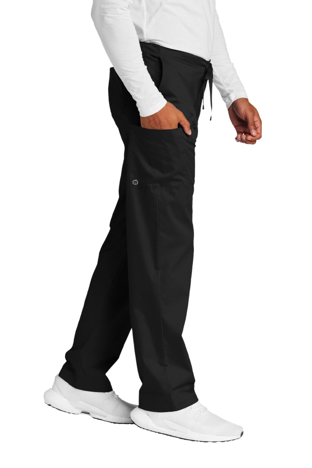 Wonderwink WW3150/WW3150S/WW3150T Unisex WorkFlex Cargo Pants w/ Pockets Black Model Side