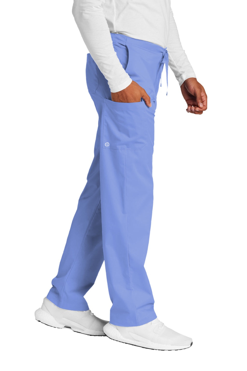 Wonderwink WW3150/WW3150S/WW3150T Unisex WorkFlex Cargo Pants w/ Pockets Ceil Blue Model Side