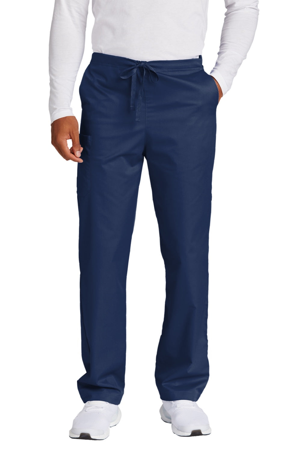 Wonderwink WW3150/WW3150S/WW3150T Unisex WorkFlex Cargo Pants w/ Pockets Navy Blue Model Front