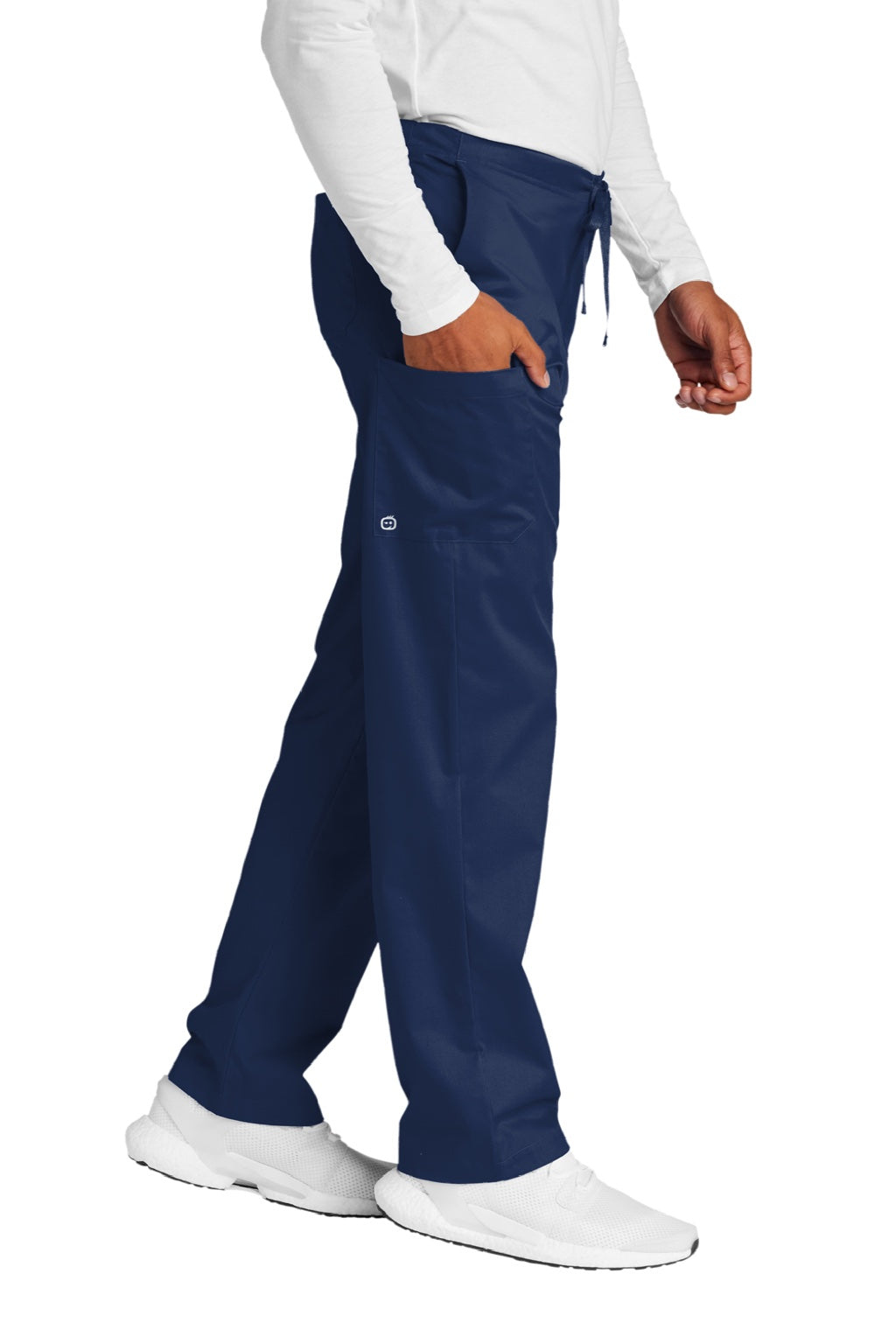 Wonderwink WW3150/WW3150S/WW3150T Unisex WorkFlex Cargo Pants w/ Pockets Navy Blue Model Side