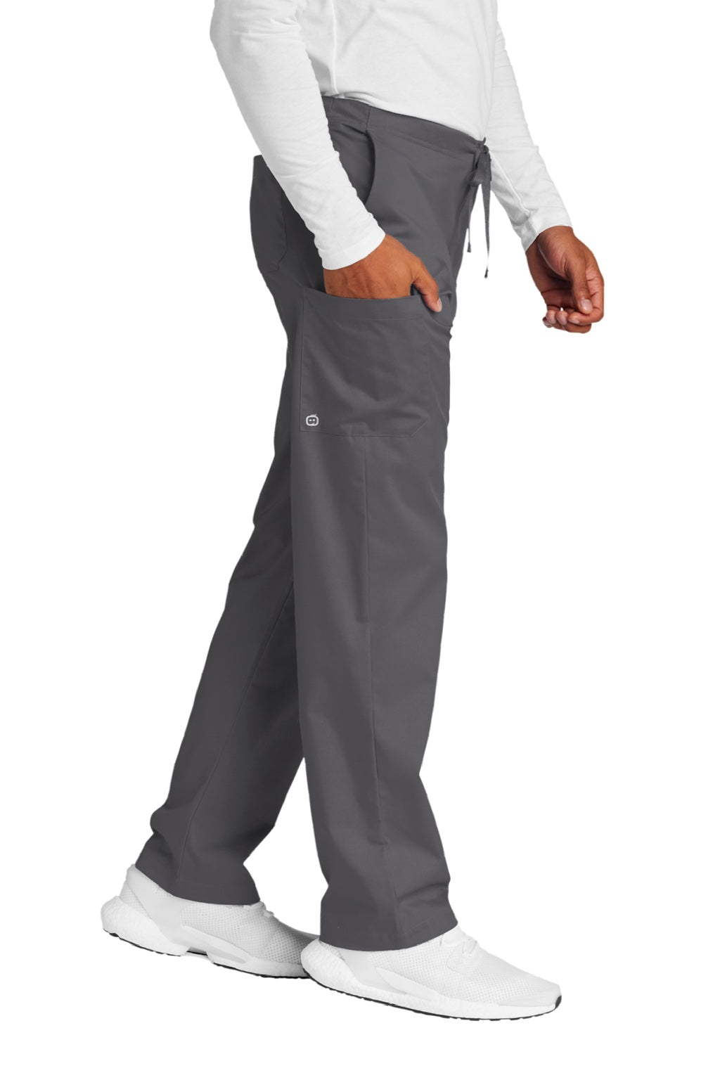 Wonderwink WW3150/WW3150S/WW3150T Unisex WorkFlex Cargo Pants w/ Pockets Pewter Grey Model Side