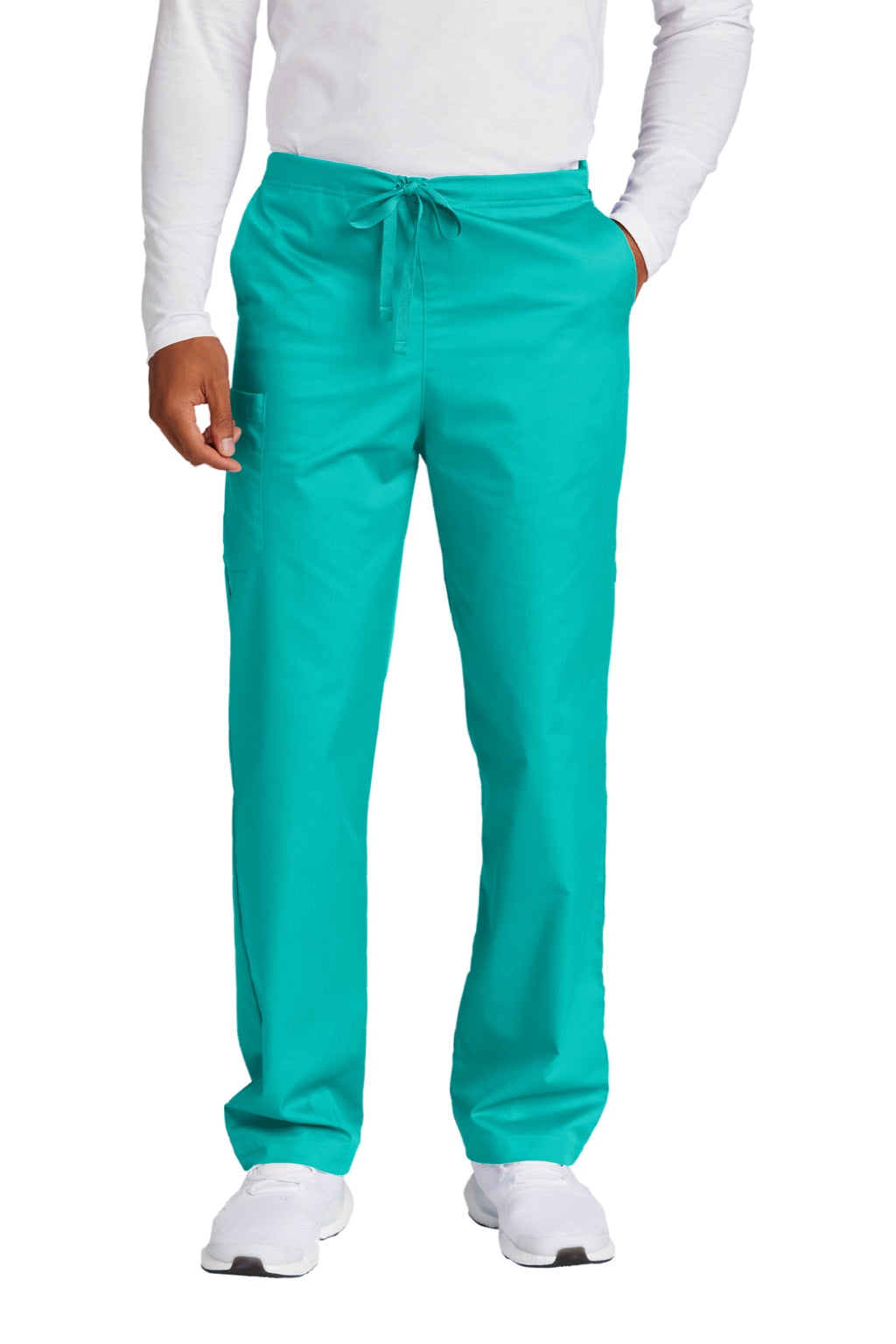 Wonderwink WW3150/WW3150S/WW3150T Unisex WorkFlex Cargo Pants w/ Pockets Teal Blue Model Front