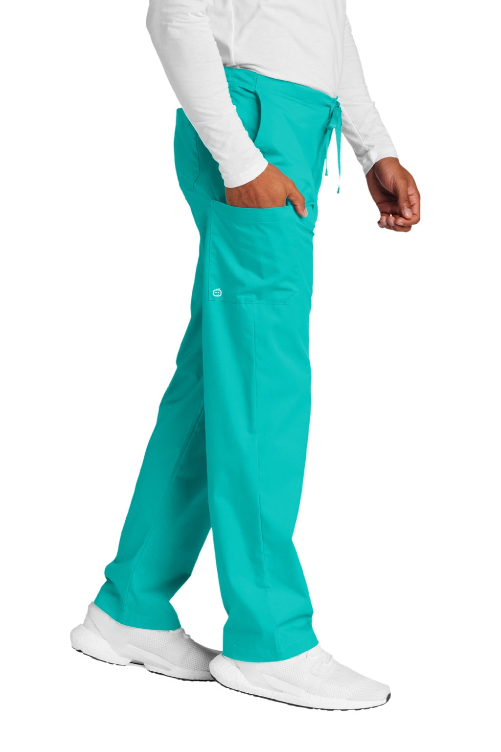 Wonderwink WW3150/WW3150S/WW3150T Unisex WorkFlex Cargo Pants w/ Pockets Teal Blue Model Side