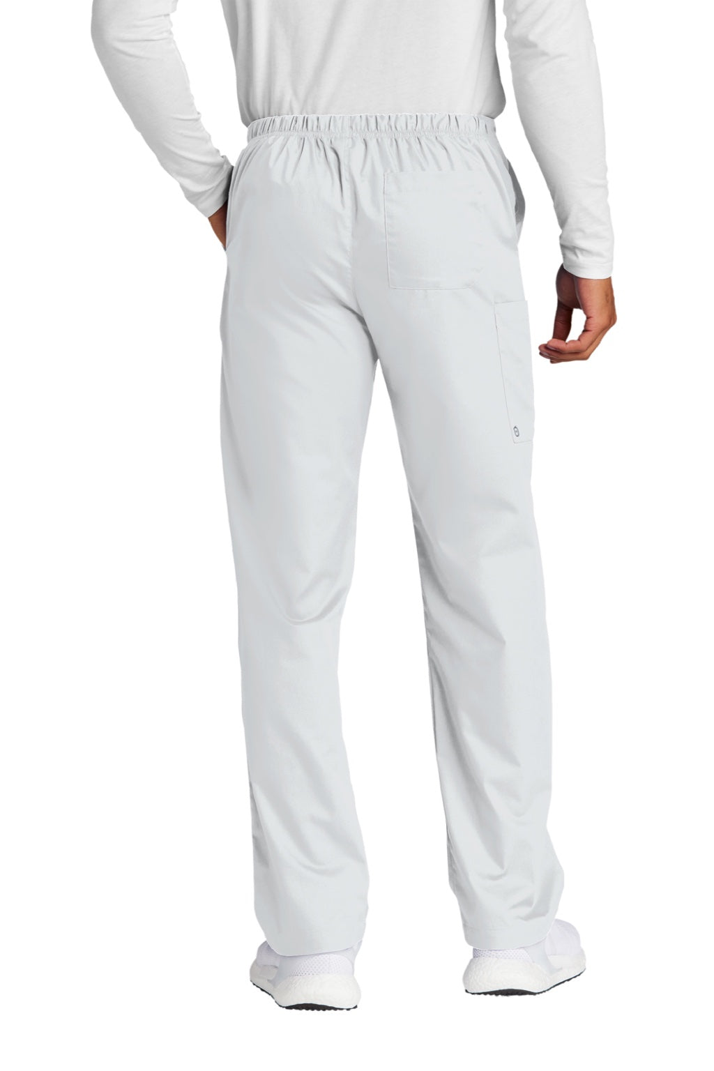 Wonderwink WW3150/WW3150S/WW3150T Unisex WorkFlex Cargo Pants w/ Pockets White Model Back