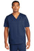 Wonderwink WW3160 Unisex WorkFlex Short Sleeve V-Neck Shirt w/ Pocket Navy Blue Model Front