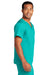 Wonderwink WW3160 Unisex WorkFlex Short Sleeve V-Neck Shirt w/ Pocket Teal Blue Model Side