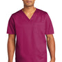 Wonderwink Unisex WorkFlex Short Sleeve V-Neck Shirt w/ Pocket - Wine