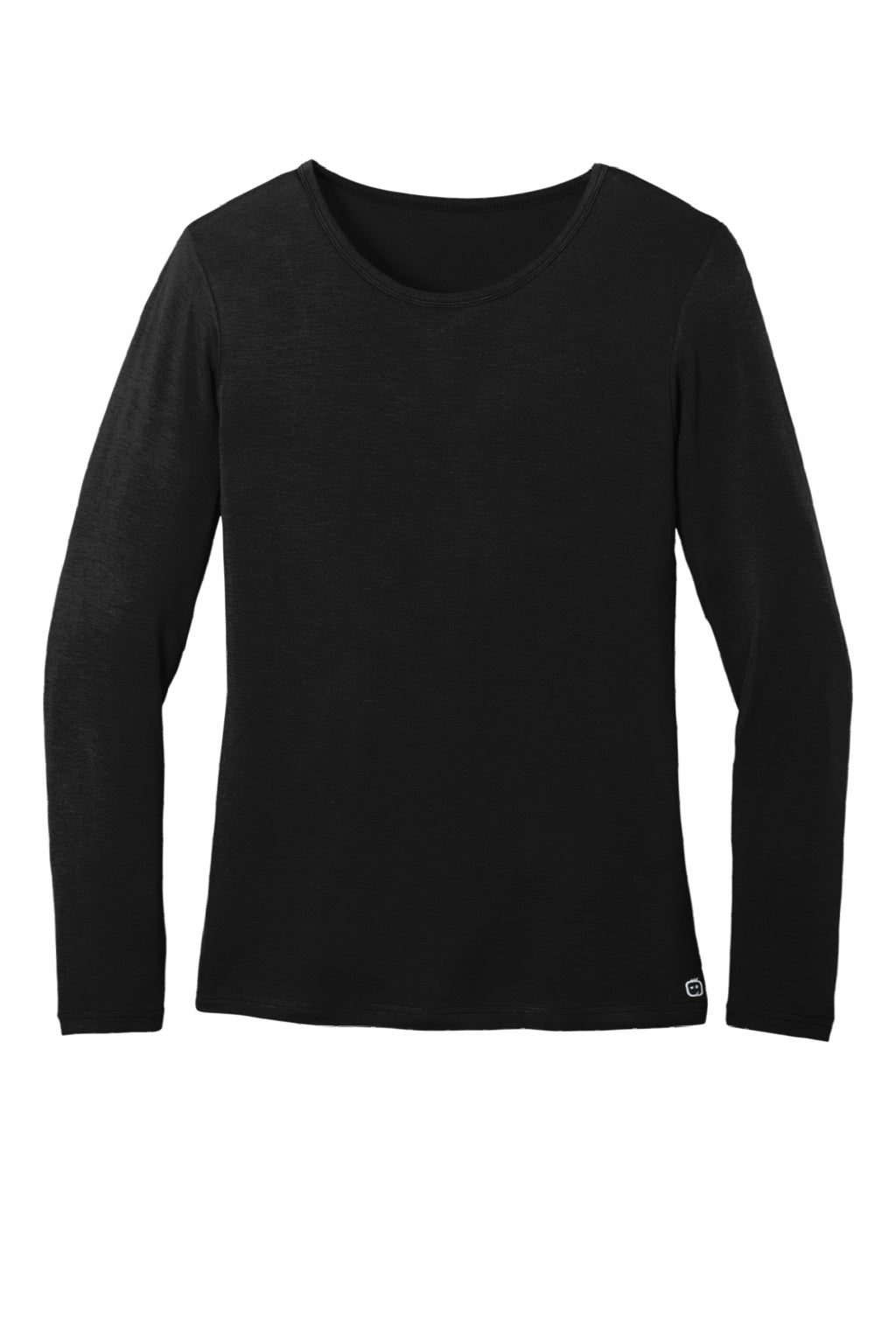 Wonderwink WW4029 Womens Long Sleeve Crewneck Layer T-Shirt Black Flat Front