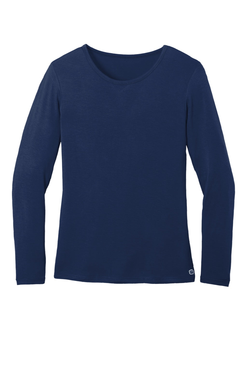 Wonderwink WW4029 Womens Long Sleeve Crewneck Layer T-Shirt Navy Blue Flat Front