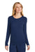 Wonderwink WW4029 Womens Long Sleeve Crewneck Layer T-Shirt Navy Blue Model Front