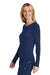 Wonderwink WW4029 Womens Long Sleeve Crewneck Layer T-Shirt Navy Blue Model Side