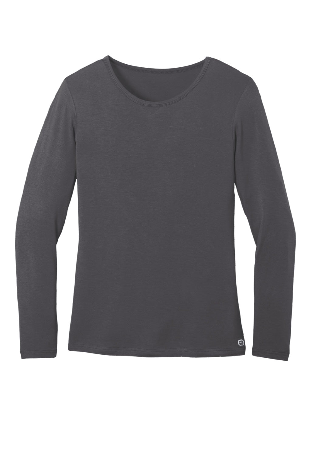 Wonderwink WW4029 Womens Long Sleeve Crewneck Layer T-Shirt Pewter Grey Flat Front