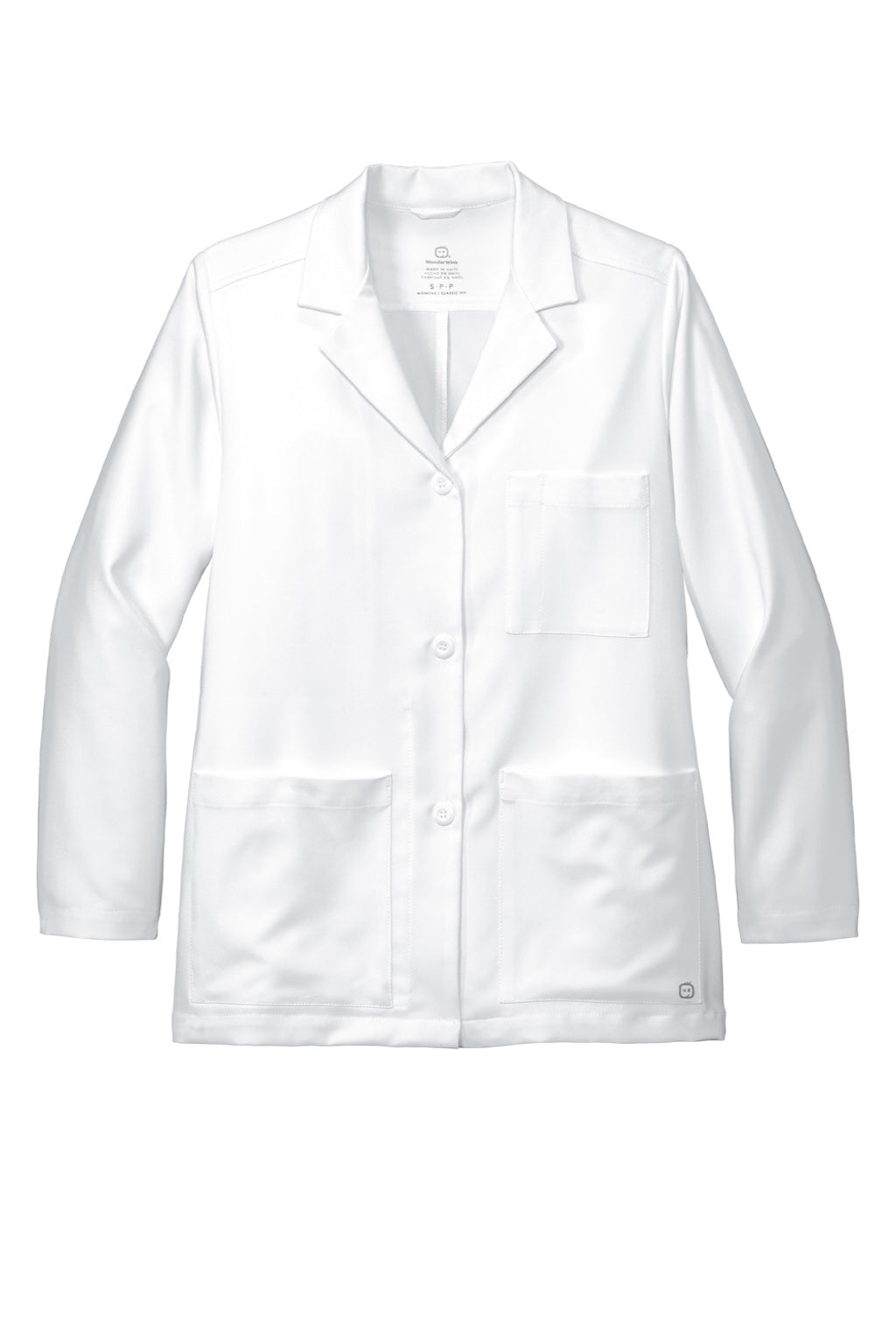 Wonderwink WW4072 Womens Consultation Lab Coat w/ Pockets White Flat Front