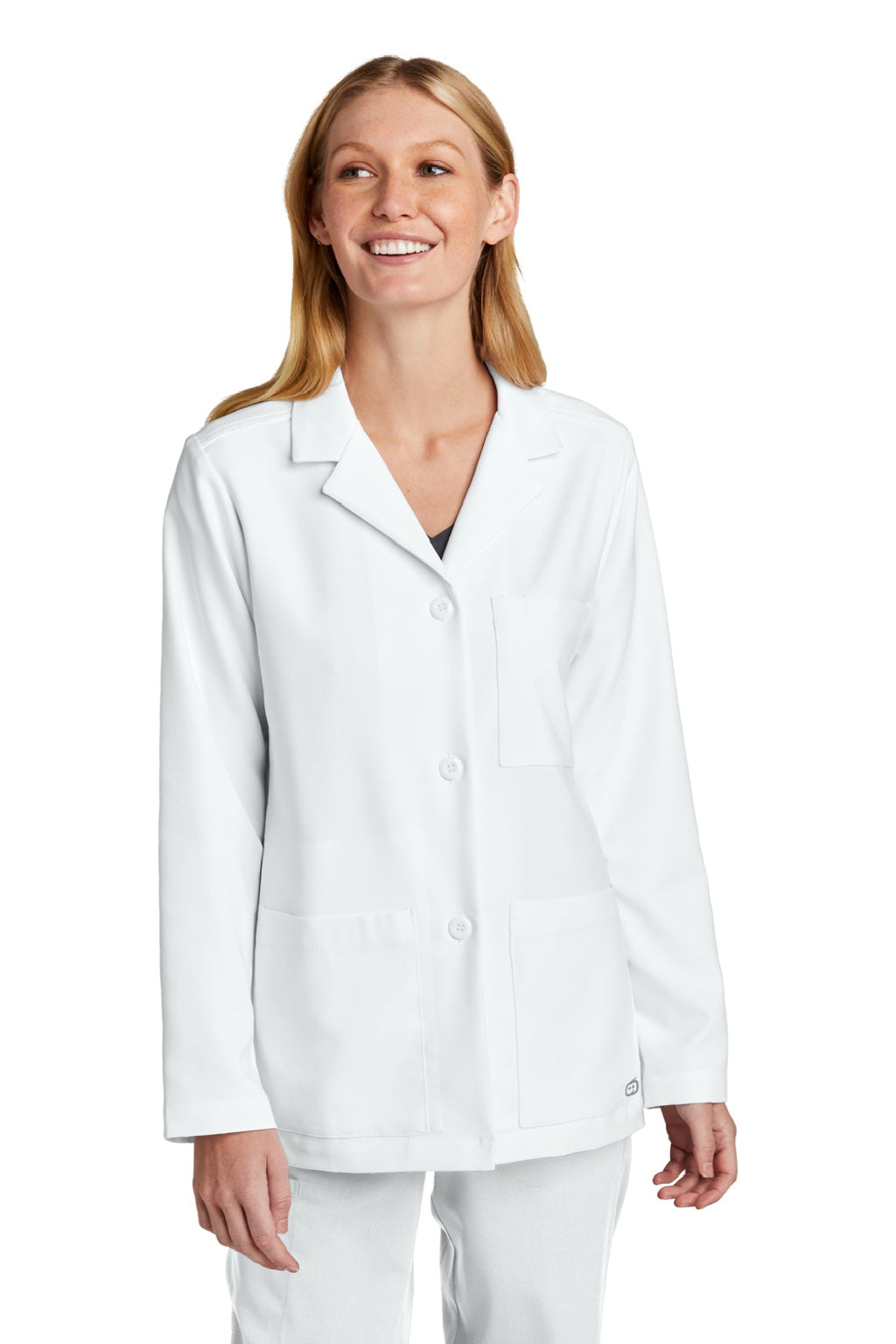 Wonderwink WW4072 Womens Consultation Lab Coat w/ Pockets White Model Front