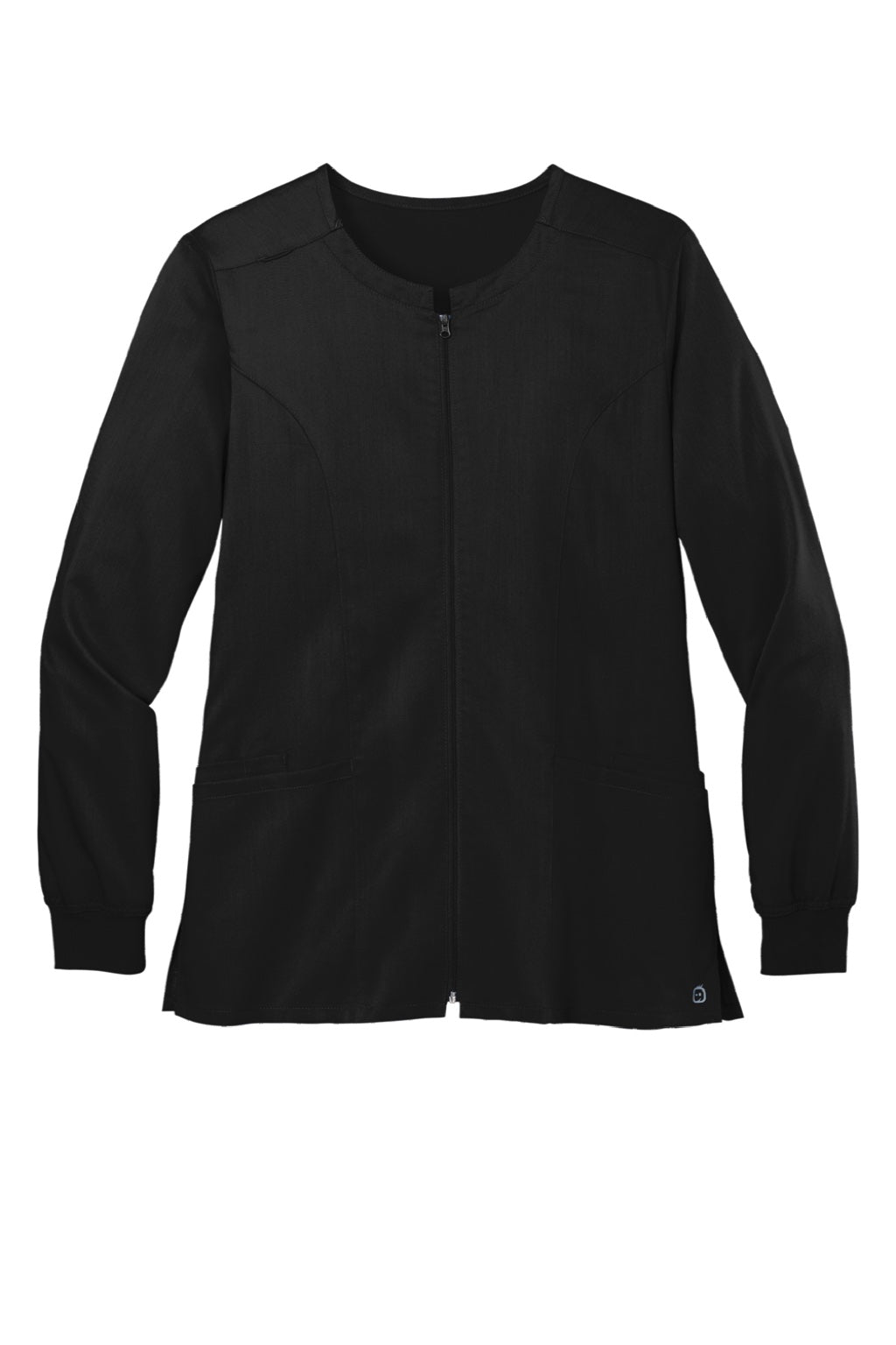 Wonderwink WW4088 Womens Premiere Flex Full Zip Scrub Jacket w/ Pockets Black Flat Front
