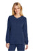 Wonderwink WW4088 Womens Premiere Flex Full Zip Scrub Jacket w/ Pockets Navy Blue Model Front