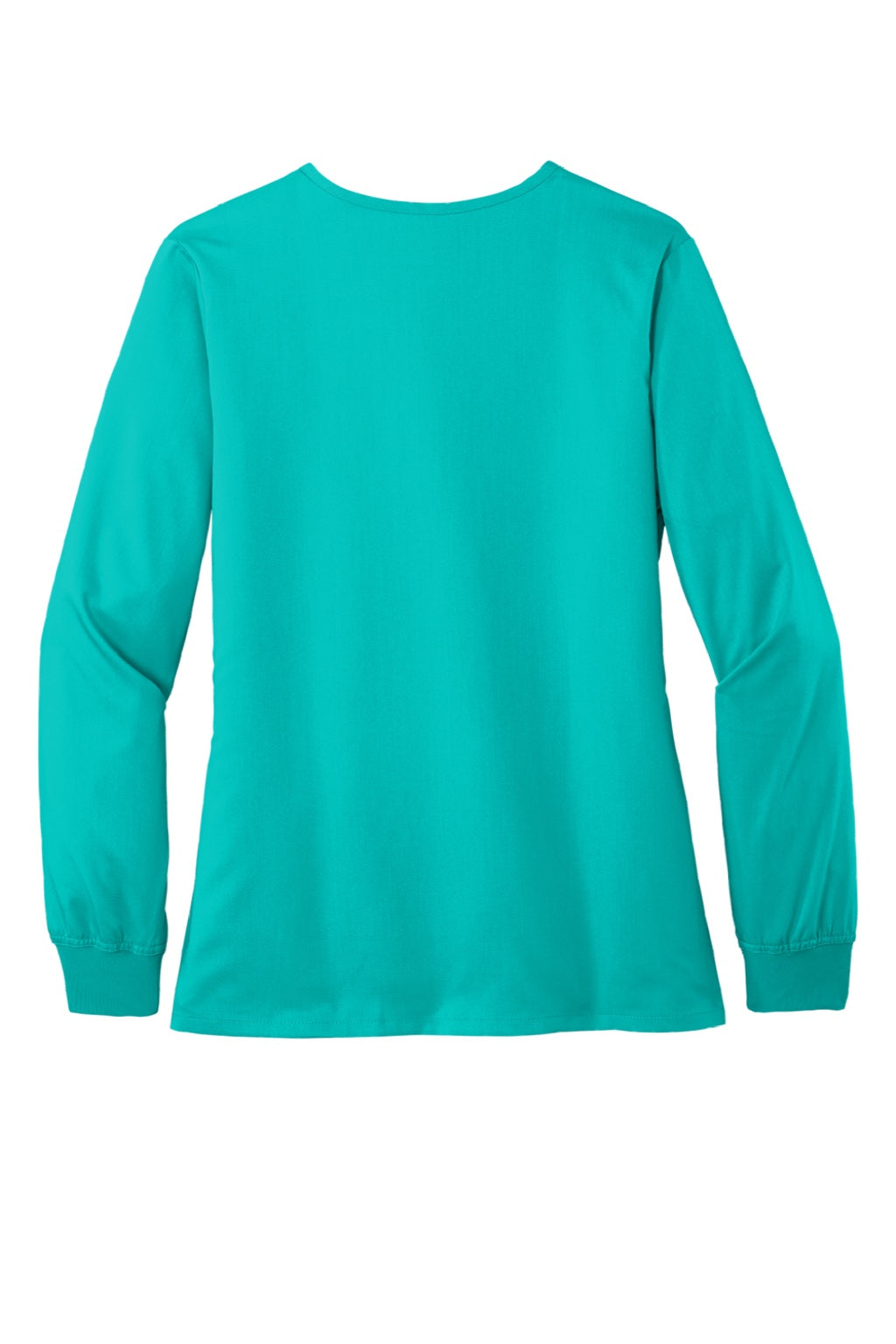 Wonderwink WW4088 Womens Premiere Flex Full Zip Scrub Jacket w/ Pockets Teal Blue Flat Back