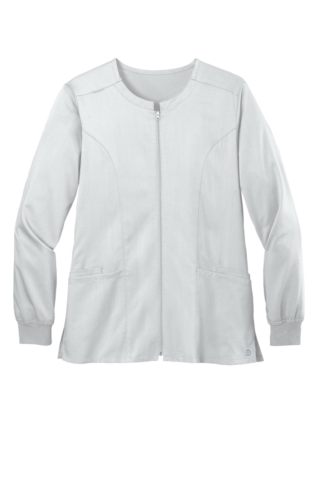 Wonderwink WW4088 Womens Premiere Flex Full Zip Scrub Jacket w/ Pockets White Flat Front
