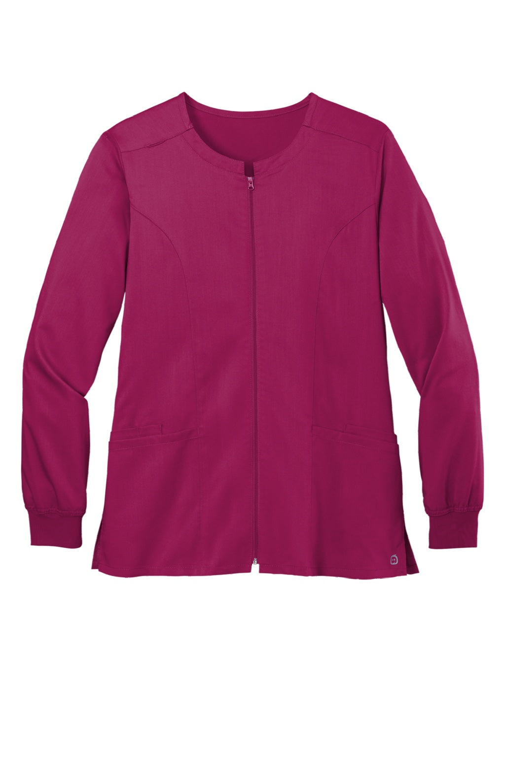 Wonderwink WW4088 Womens Premiere Flex Full Zip Scrub Jacket w/ Pockets Wine Flat Front