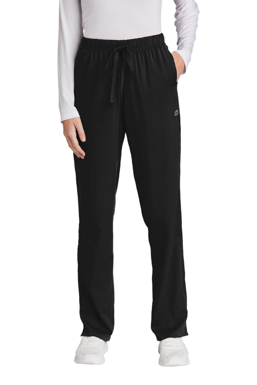 Wonderwink WW4158 Womens Premiere Flex Cargo Pants w/ Pockets Black Model Front