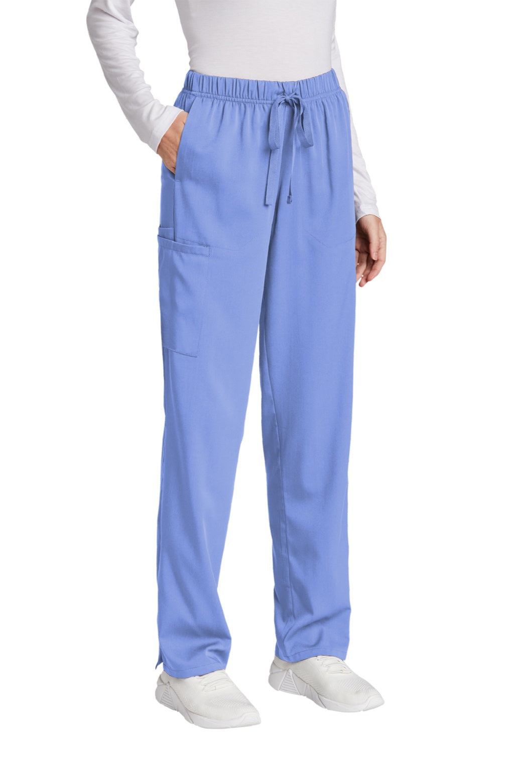 Wonderwink WW4158 Womens Premiere Flex Cargo Pants w/ Pockets Ceil Blue Model 3Q