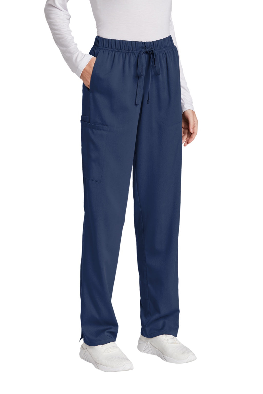 Wonderwink WW4158 Womens Premiere Flex Cargo Pants w/ Pockets Navy Blue Model 3Q