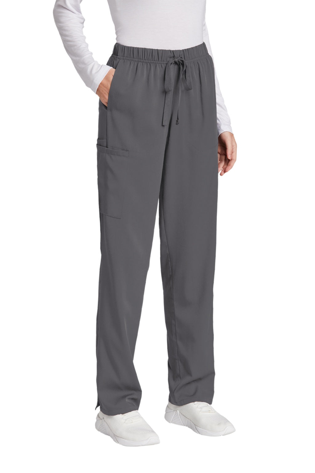 Wonderwink WW4158 Womens Premiere Flex Cargo Pants w/ Pockets Pewter Grey Model 3Q