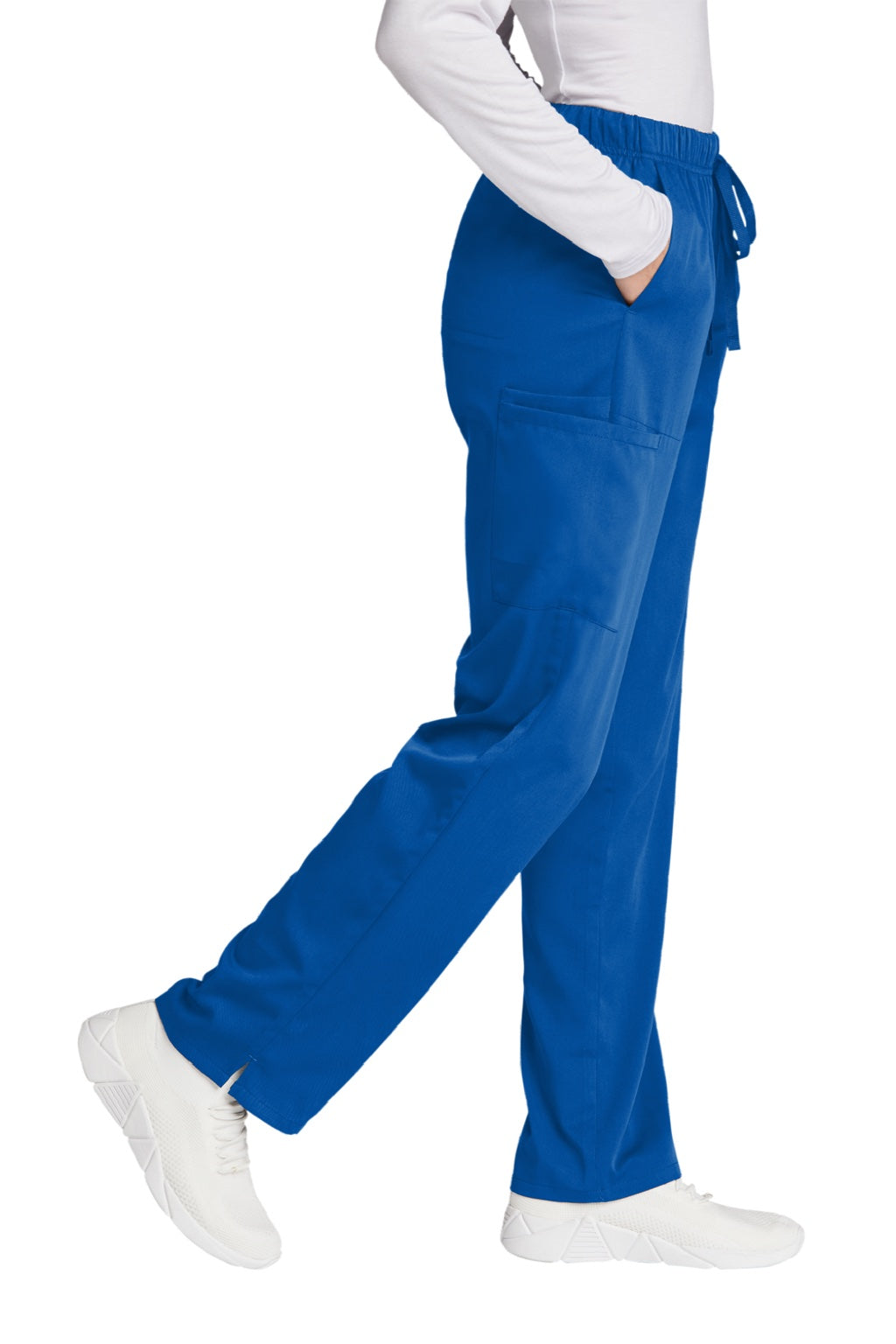 Wonderwink WW4158 Womens Premiere Flex Cargo Pants w/ Pockets Royal Blue Model Side