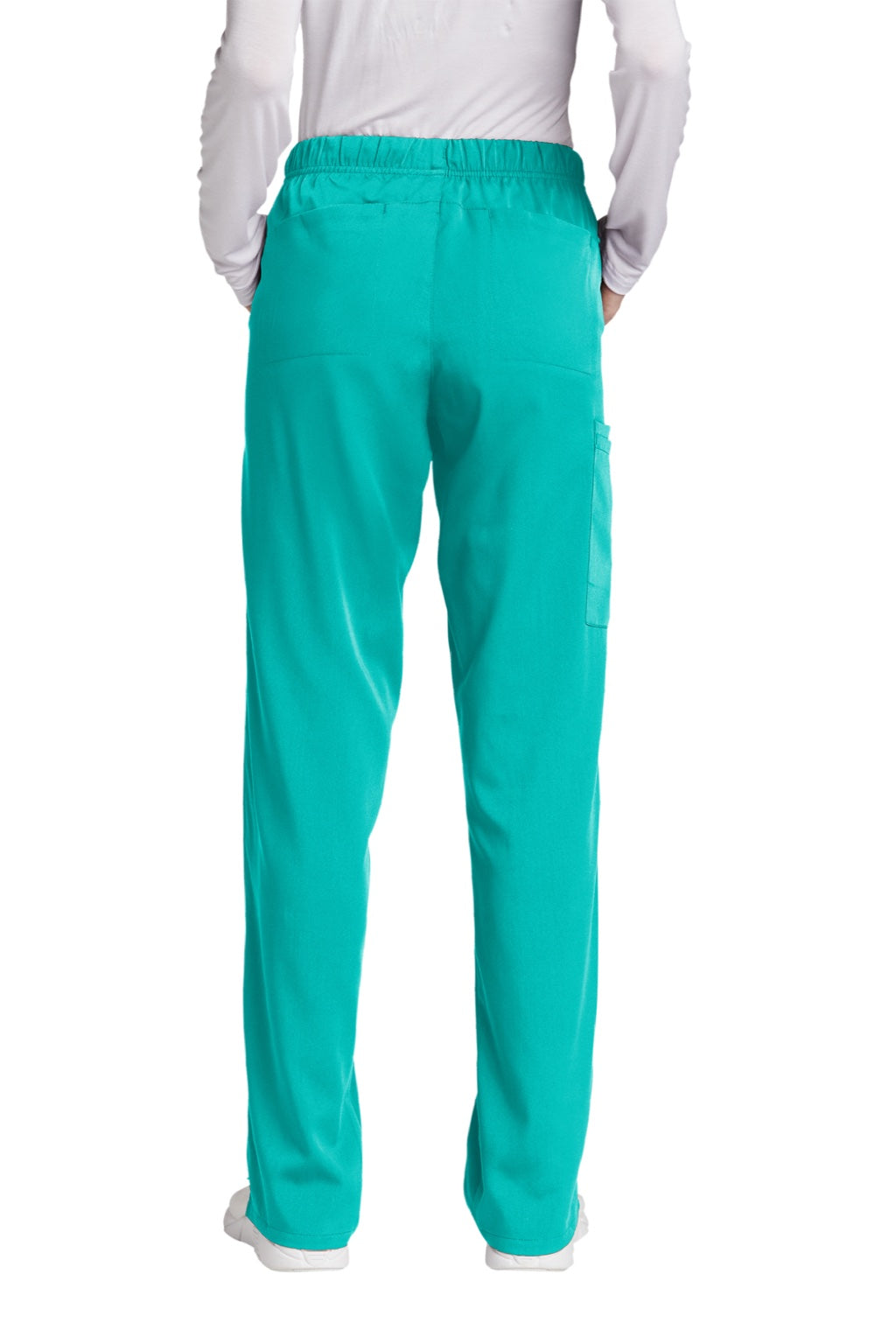 Wonderwink WW4158 Womens Premiere Flex Cargo Pants w/ Pockets Teal Blue Model Back