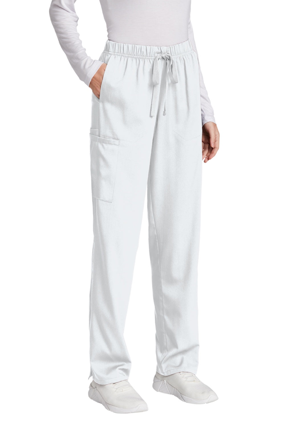 Wonderwink WW4158 Womens Premiere Flex Cargo Pants w/ Pockets White Model 3Q