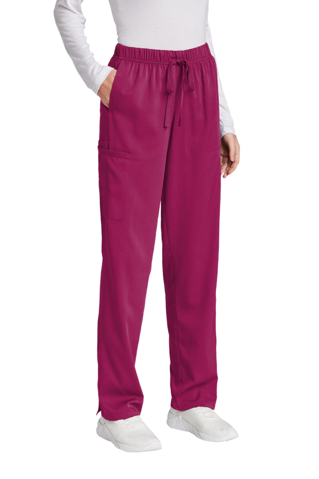 Wonderwink WW4158 Womens Premiere Flex Cargo Pants w/ Pockets Wine Model 3Q