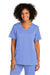 Wonderwink WW4168 Womens Premiere Flex Short Sleeve V-Neck Shirt w/ Pockets Ceil Blue Model Front