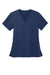 Wonderwink WW4168 Womens Premiere Flex Short Sleeve V-Neck Shirt w/ Pockets Navy Blue Flat Front