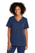 Wonderwink WW4168 Womens Premiere Flex Short Sleeve V-Neck Shirt w/ Pockets Navy Blue Model Front