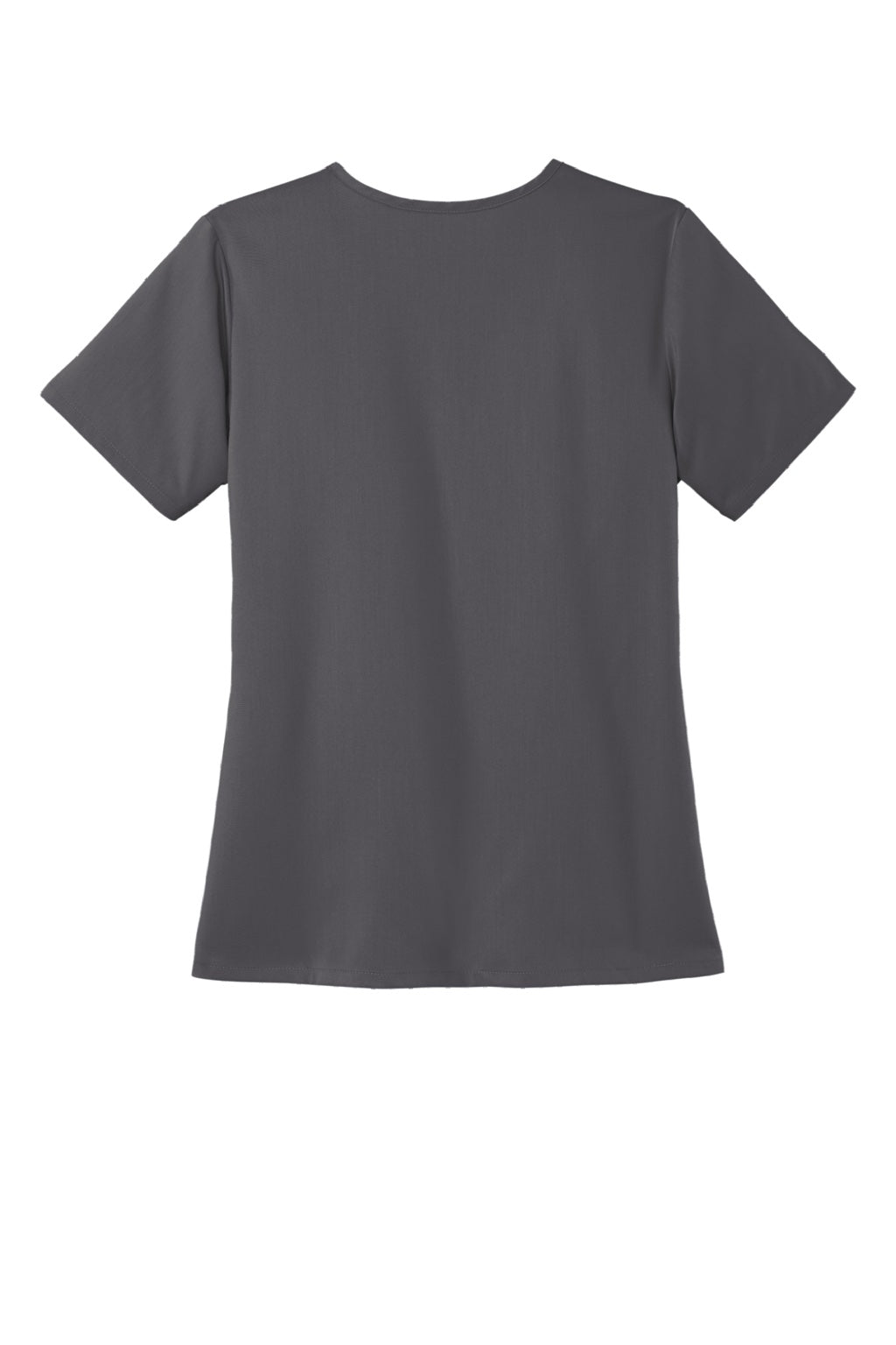 Wonderwink WW4168 Womens Premiere Flex Short Sleeve V-Neck Shirt w/ Pockets Pewter Grey Flat Back