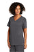 Wonderwink WW4168 Womens Premiere Flex Short Sleeve V-Neck Shirt w/ Pockets Pewter Grey Model 3Q