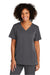 Wonderwink WW4168 Womens Premiere Flex Short Sleeve V-Neck Shirt w/ Pockets Pewter Grey Model Front