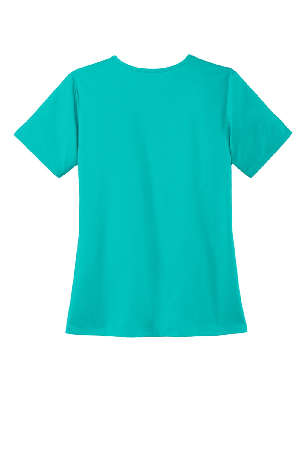 Wonderwink WW4168 Womens Premiere Flex Short Sleeve V-Neck Shirt w/ Pockets Teal Blue Flat Back