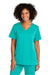 Wonderwink WW4168 Womens Premiere Flex Short Sleeve V-Neck Shirt w/ Pockets Teal Blue Model Front