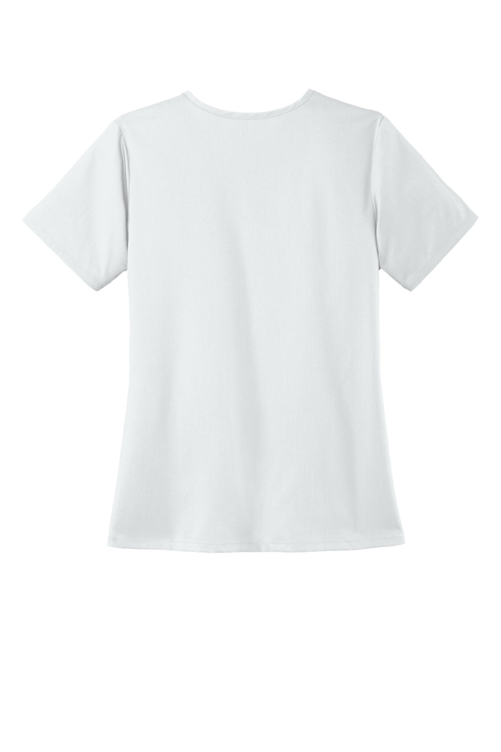 Wonderwink WW4168 Womens Premiere Flex Short Sleeve V-Neck Shirt w/ Pockets White Flat Back