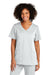 Wonderwink WW4168 Womens Premiere Flex Short Sleeve V-Neck Shirt w/ Pockets White Model Front