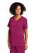 Wonderwink WW4168 Womens Premiere Flex Short Sleeve V-Neck Shirt w/ Pockets Wine Model 3Q
